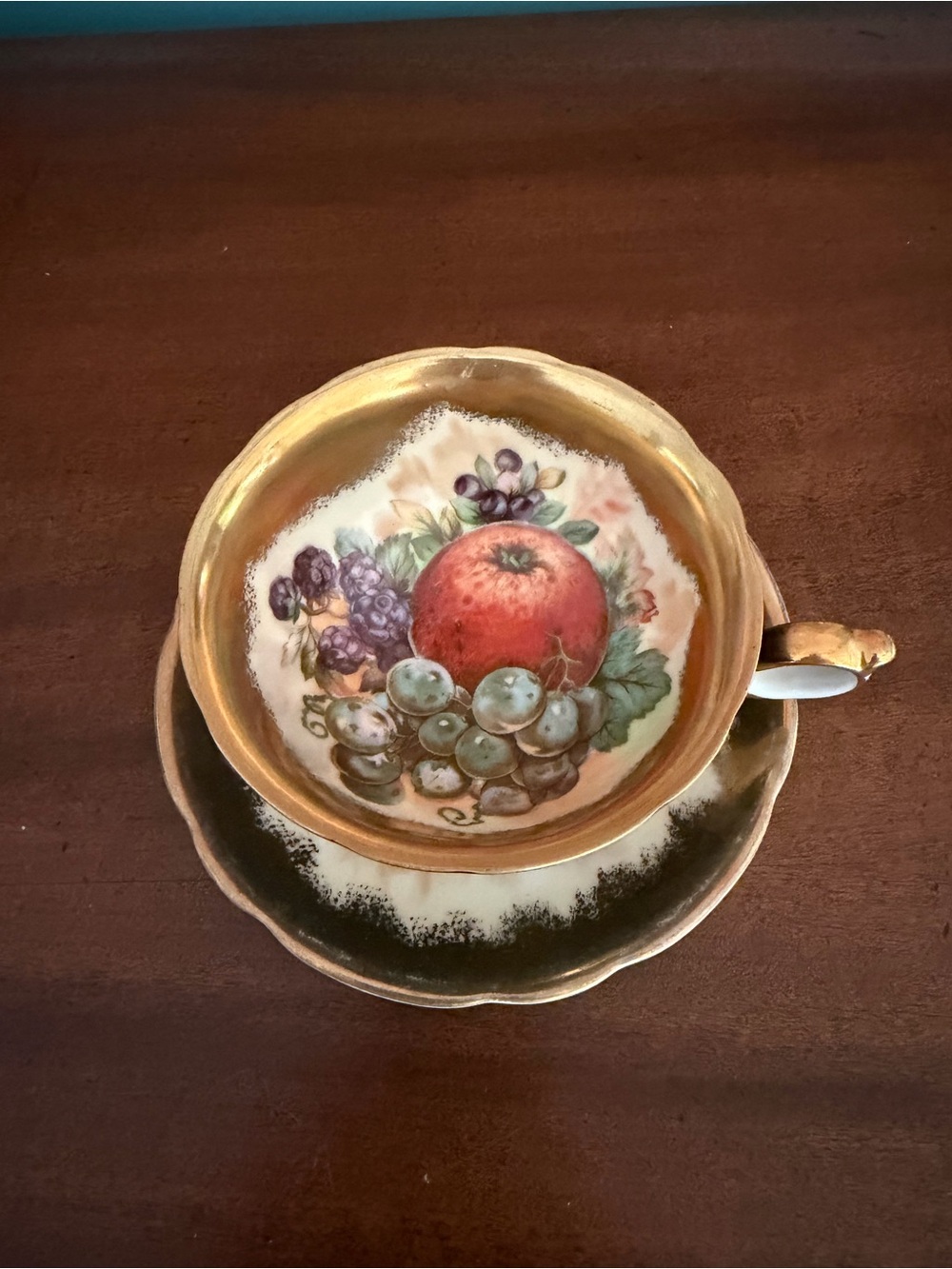 Vintage Aynsley “Orchard Gold” Fruit Teacup and Saucer